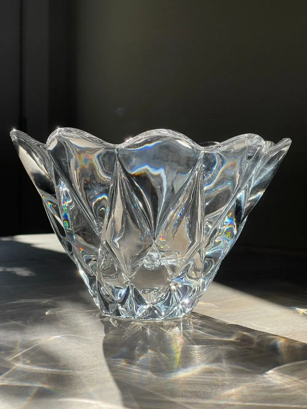 ORREFORS Crystal Sweden Anne Nilsson Design DAISY Scallop Bowl 8 3/4